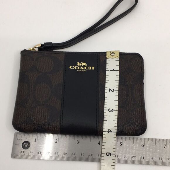 Coach F58035 Brown & Black Signature Coated Canvas Jacquard & Leather Wristlet - Picture 16 of 16